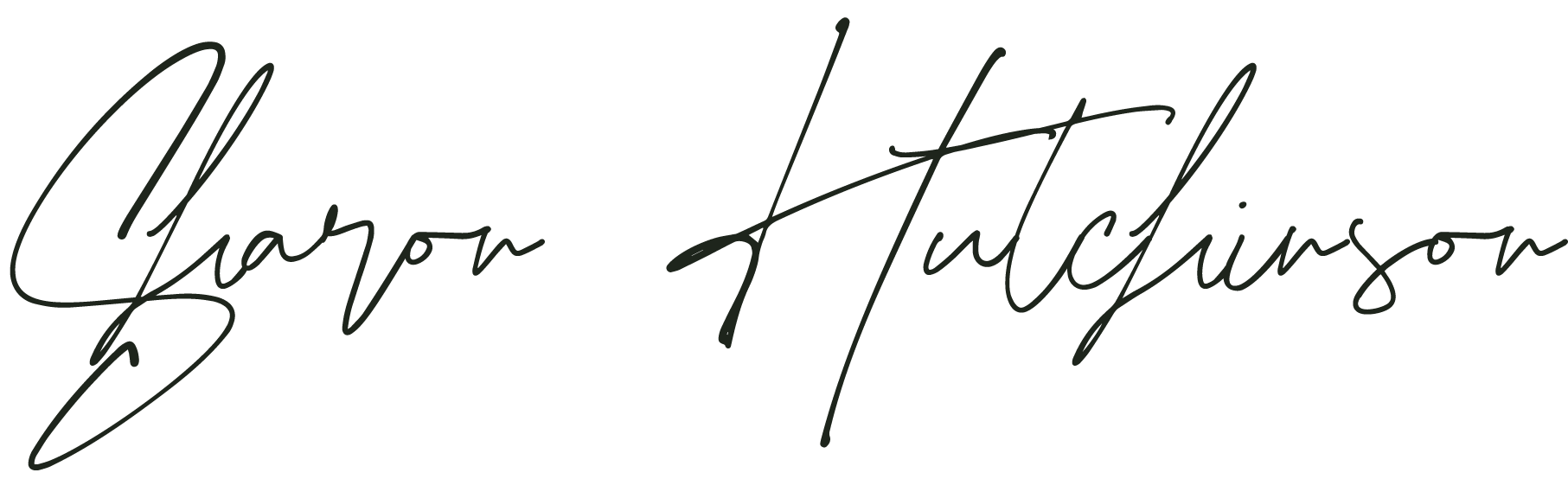 Firma con el nombre "Sharon Hutchinson" en tipografía manuscrita y elegante de color negro.